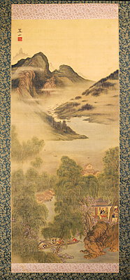 春景山水図（岡笠山：作）